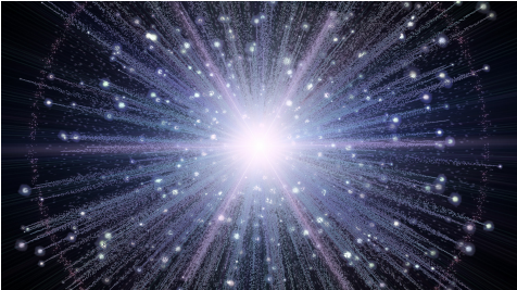 An artistic depiction of a Big Bang event continuing within a sequence of cosmic aeons