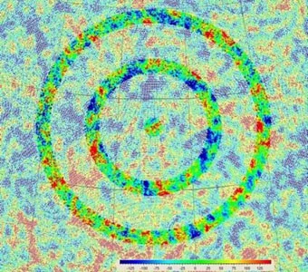 Data from the WMAP satellite's cosmic microwave background radiation reveals anomalies that could serve as evidence of a collision between universes